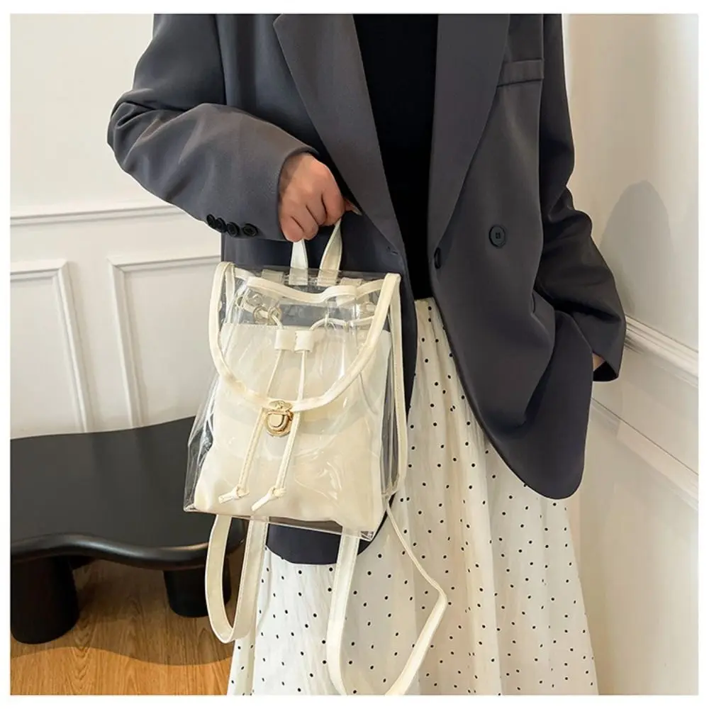 Zaino versatile per laptop in PVC Zaino scolastico dolce e trasparente Borsa da campeggio impermeabile di grande capacità per esterni