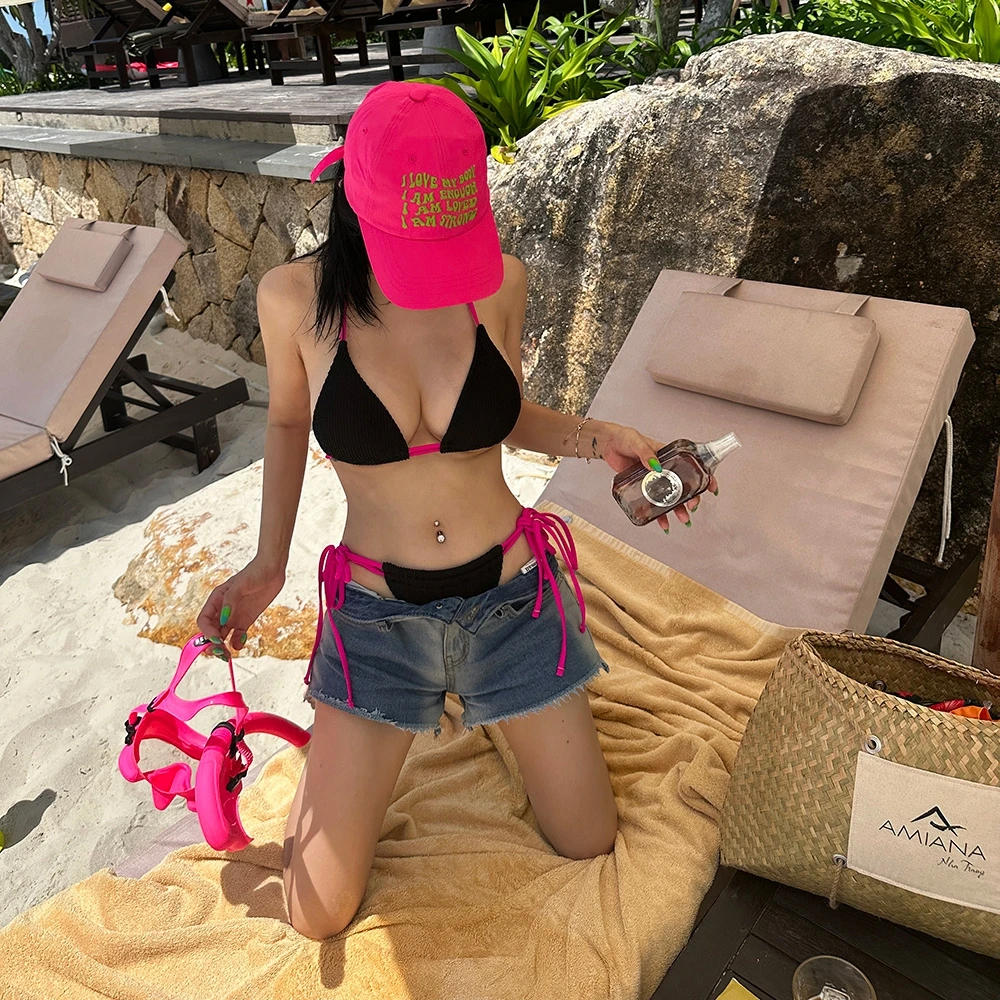 

2026 New Women's Sexy Tee-Point Bikini Swimsuit Hot Spring Vaion Holiday High-End Feelings Sports Fitn Fans Supplies