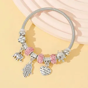 Obega key lock crown charm bracelet glass accounts pink elephant bear Fatima hand clock charm bracelets women jewelry love gift 8 Main Sales Padlocks with Various Keys - №7