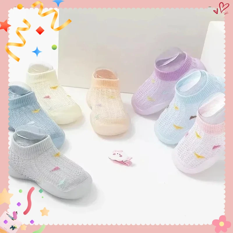 

Cute Breathable Socks Shoes Baby Toddler Shoes Soft Sole Anti-Slip Floor Shoes Children's Spring And Summer Mesh