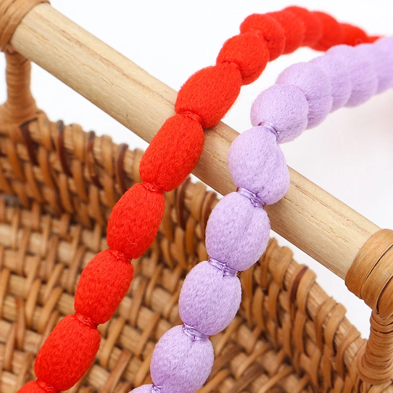 25yard/8mm New Colorful Round Plush Ball Lace Bubble Rope Ribbon Shoelace Clothing Decoration Accessories