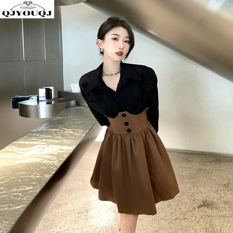 

Large size women's autumn dress 2024 new item slimming high-end light mature waist cinched princess dress