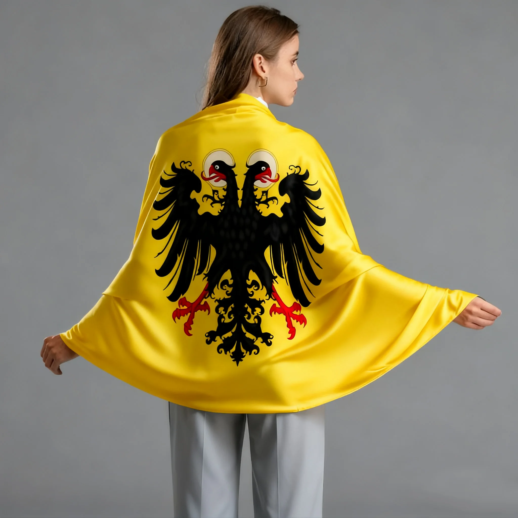 FLAGap Store 60*90cm Christ, Eagle Holy Roman, European Logo Black Double Headed Eagle Flag with 2 Buckles