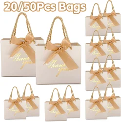 20/50 Pack Small Thank You Gift Bags Bulk Wedding Gift Bags for Guests Mini Gift Paper Bags With Handles for Wedding Baby Shower