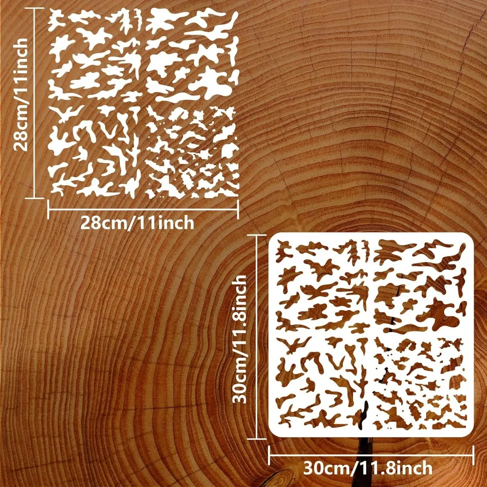 Camouflage Stencil - 11.8x11.8inch Reusable Layered Camouflage Pattern Plastic Hollow Out Stencil for Painting on Wall Wood