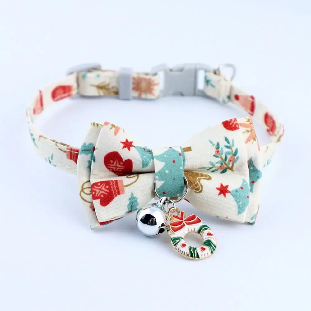 

Cute Kitten Christmas Bows Collar with Bell 18-28cm/7.09-11.02in Kitten Christmas Bow Collar Creative Adjustable