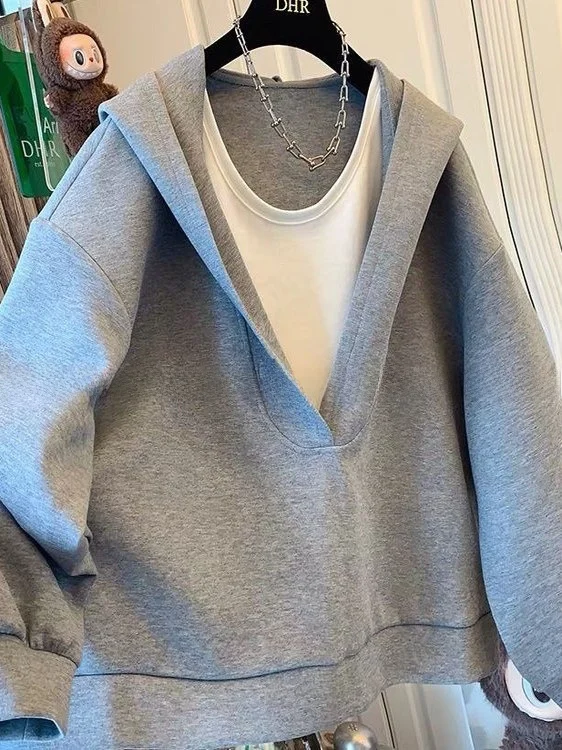 

Толстовка с капюшоном больших размеров (до 300 фунтов), повседневная, в стиле колор-блок, свободного кроя, зимняя верхняя одежда, дышащая, ветрозащитная, теплая