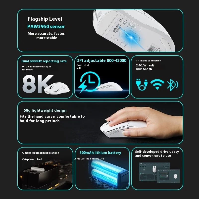 EPOMAKER انقر فوق الماوس اللاسلكي للفحص المهمي الثالث، لعبة خفيفة الوزن مجانية للفتحة، دفتر عقد رياضي إلكتروني يشعر بالراحة الجيدة #2