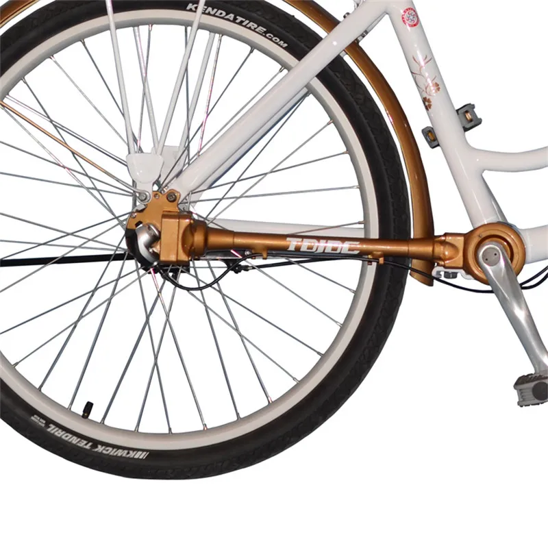 YTYIN تايوان Jiadexing 26 "دراجة بدون سلسلة للرجال والنساء للعمل ريترو الأميرة سيدة سيارة الترفيه ركاب الدراجة #5