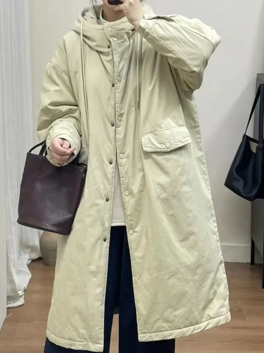 

2025 Winter New Women's Windbreaker Cotton Jacket Loose Commuter Oversized Work Clothes Hoodie