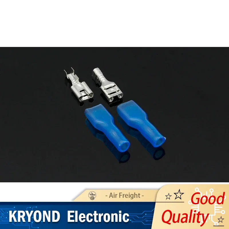 50pcs 6.3mm Crimp Terminal Female Spade Connector with 50 Blue Case