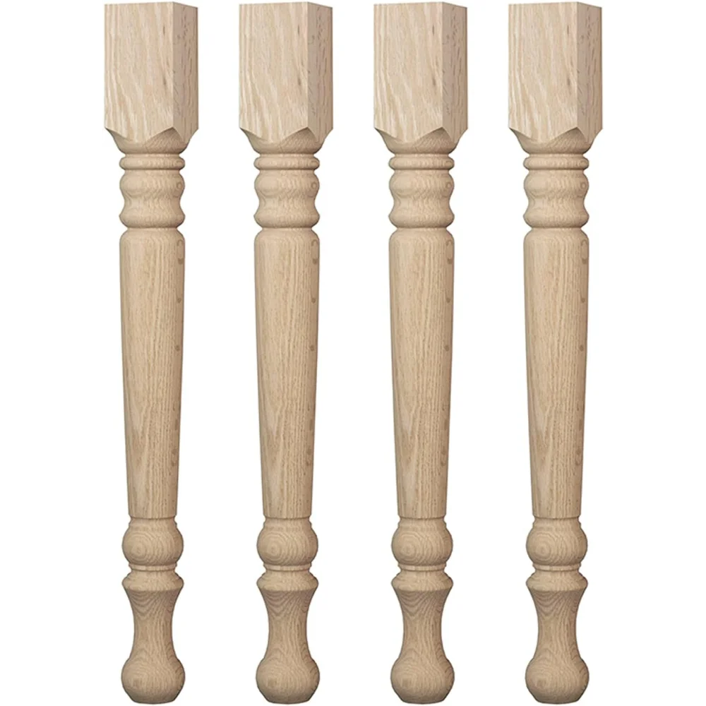 

Dining Table Leg in Red Oak Wood (Set of Four), Replacement Posts for Dining Room Table and Desks