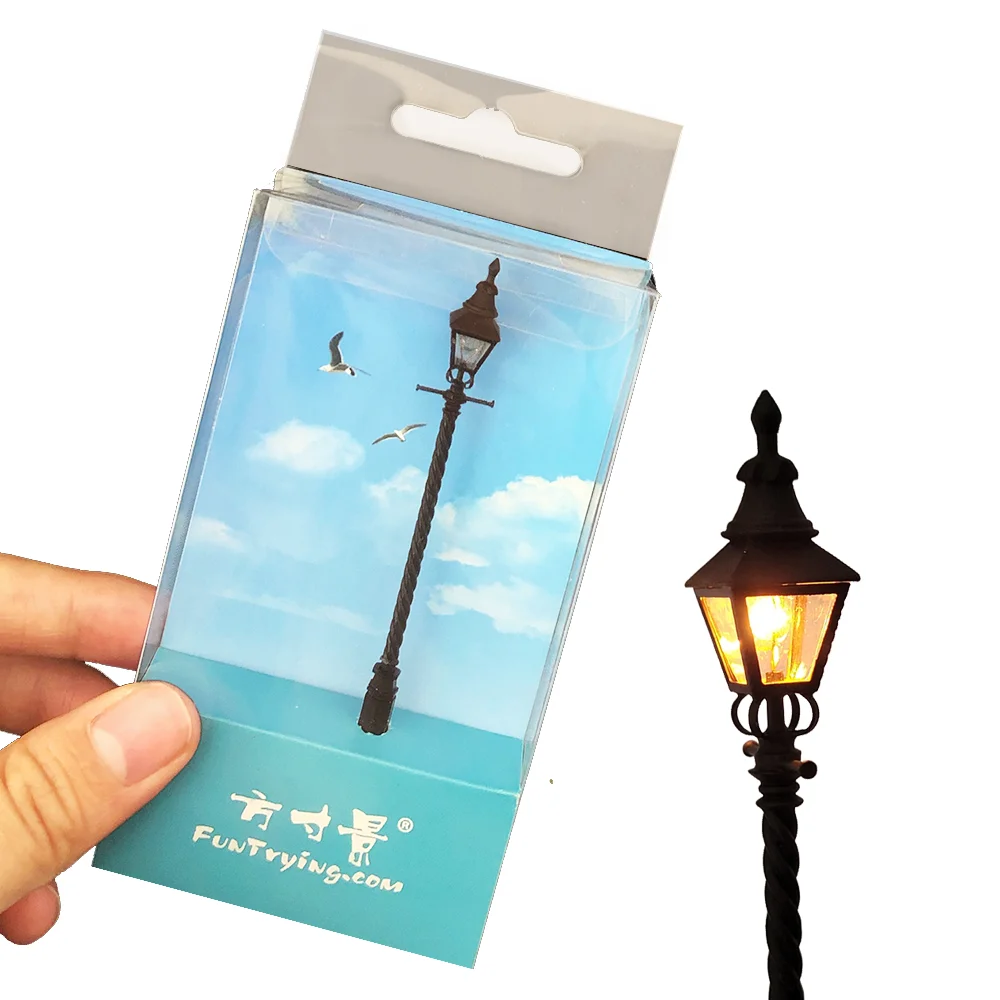 HO Scale Model Lamppost 5V Tungsten Wick Highlight Warm White Park Lanterns Street Lamp Model Garden Light Lamp Post Layout