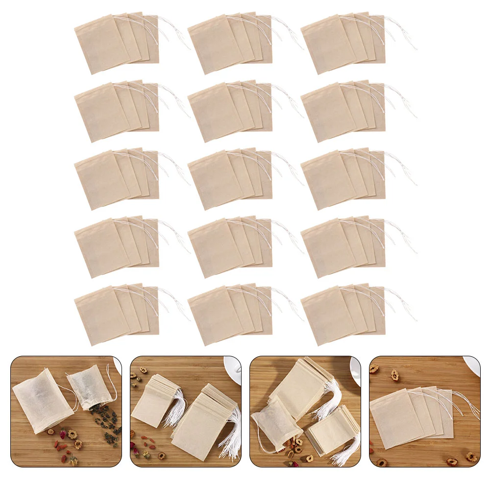 200 Pcs Coffee Filter Bag Paper Tea Bags Strainer Drawstring Seal Loose Leaf Infuser Bulk