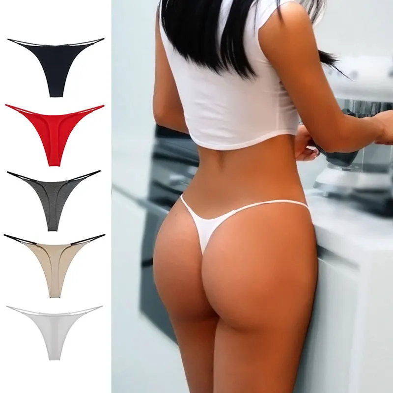 Women T-back Thong Panties Slim Seamless G-String Panties Underwear Sexy Low Waist Bikini Panties Ladies Brief Lingere Underpant