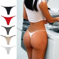 Sem costura calcinha tanga t-back para mulheres, roupa íntima sexy g-string, biquíni de cintura baixa, lingerie breve feminina, calcinha fina