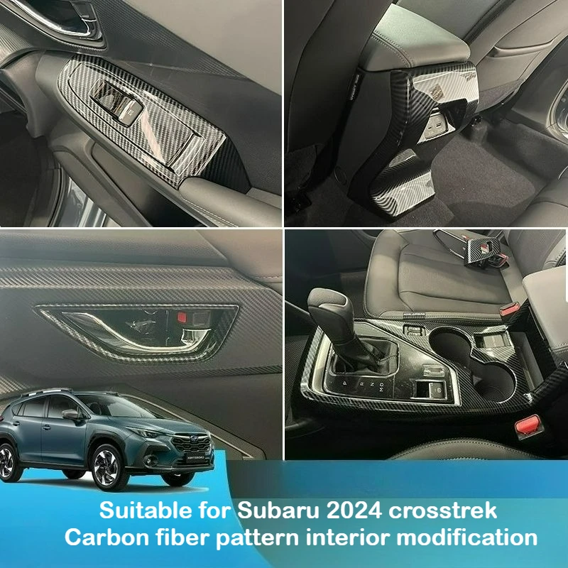 

For Subaru 2024 crosstrek modified carbon fiber pattern gear frame water cup decorative panel sticker