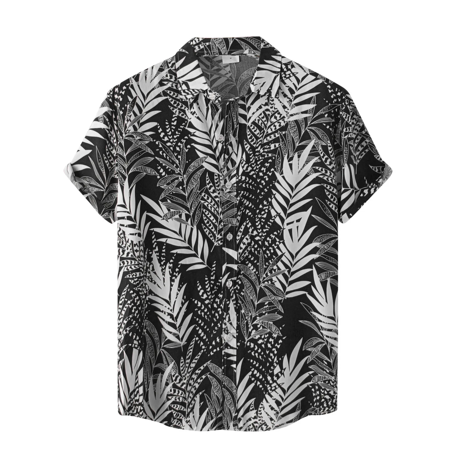 

Casual Retro Hawaiian Shirts Men'S Leaves Print Short Sleeve Blouse Loose Lapel Button Top Shirt Outdoor Holiday Streetwear