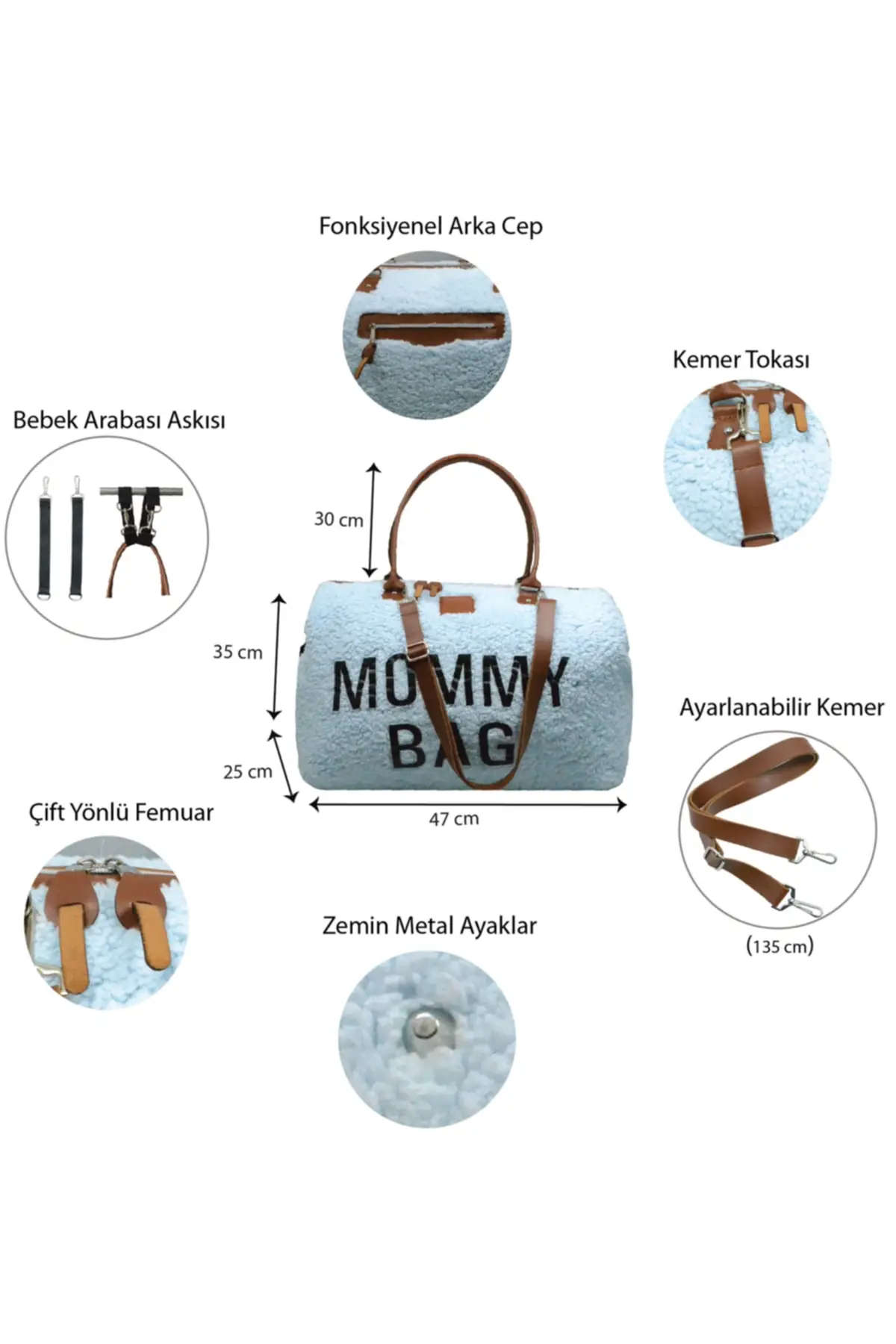 DOLBOVI Mommy Bag Exclusive blue lamb plush design Baby mother Baby care and women Bag Hospital Bag Hospital Bag