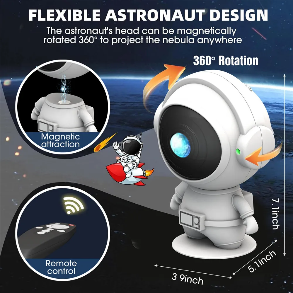 Galaxy Projector Upgrade Starlight Astronaut Atmosphere Light Projection Nebula Desktop Decoration Light Large Gas Light Moon