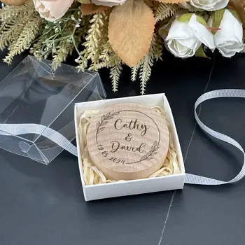 Vlastní gravírovaný magnet na ledničku s krabičkou, svatební dárek, personalizovaný dřevěný magnetický otvírák na lahve, svatební dárek pro hosty. 12 nejlepší prodej magnetické svatební dárky - №9