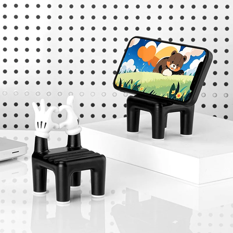 Adorable Heart-Shaped Mickey Phone Stand - Cute Desk Decor for Hands-Free Watching & Reading