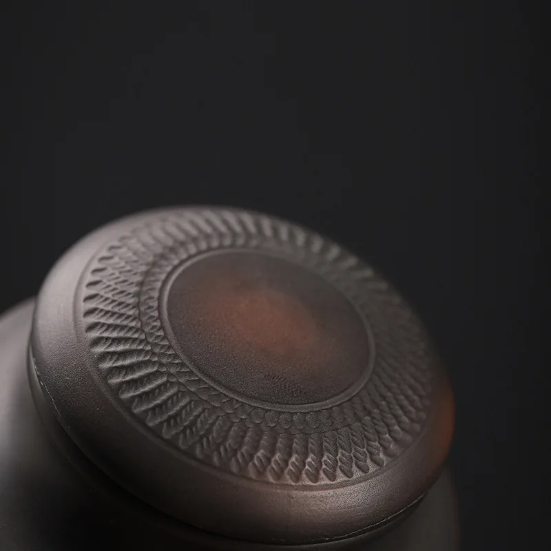 Purple Pottery Tea Jar Handmade Jump Knife Glazed Polished Mini Small Sized Porcelain Sealed Storage Jar Tea Container Tea Box
