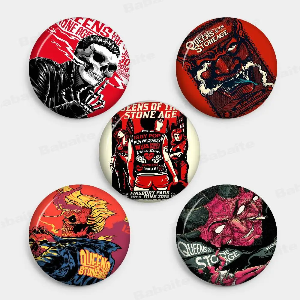 F-FIGHTERS Q-QUEENS O-OF T-THE S-STONE A-AGE Tinplate Soft Button Pin Brooch Metal Badge Jewelry Accessories Hat Bag Lapel