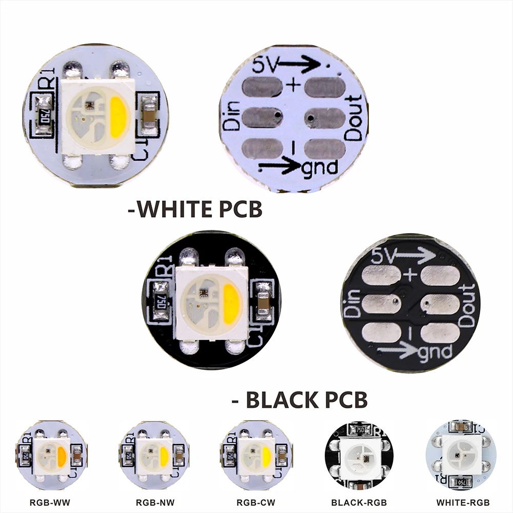 SK6812 WS2812B RGBW SMD5050 LED Pixel Chip DC5V Built-in IC Addressable Full Color Circular PCB Board DIY Sign Light RGBW LED 5V