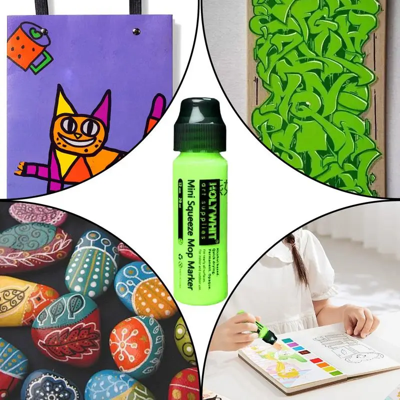 علامات طلاء جرافيتي تسليط الضوء على قلم طلاء أكريليك 12 مللي متر/20 مللي طلاء قابل لإعادة الملء قلم توقيع طلاء جرافيتي