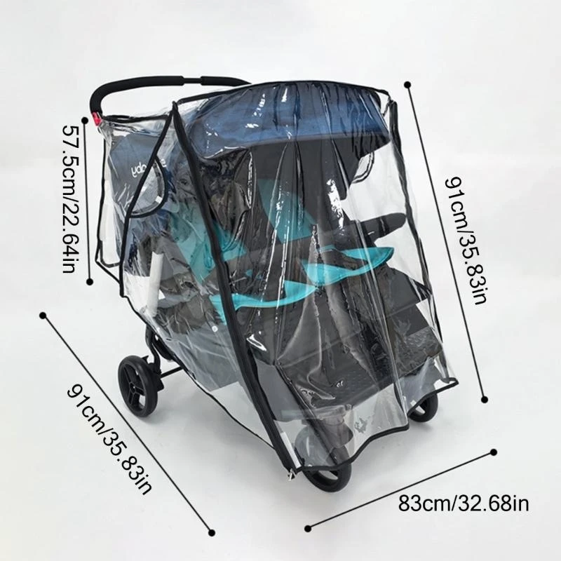 غطاء مطر عالمي لعربات الأطفال التوأم بتصميم مقاوم للرياح للسفر