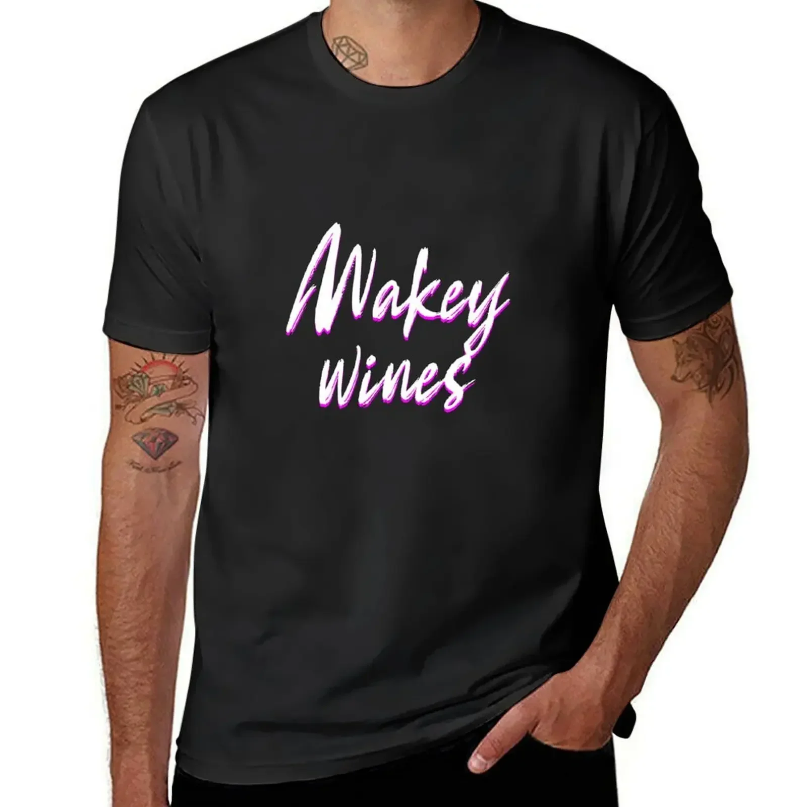 Wakey wines- 3D text effect T-Shirt summer clothes cotton graphic tees shirts men graphic