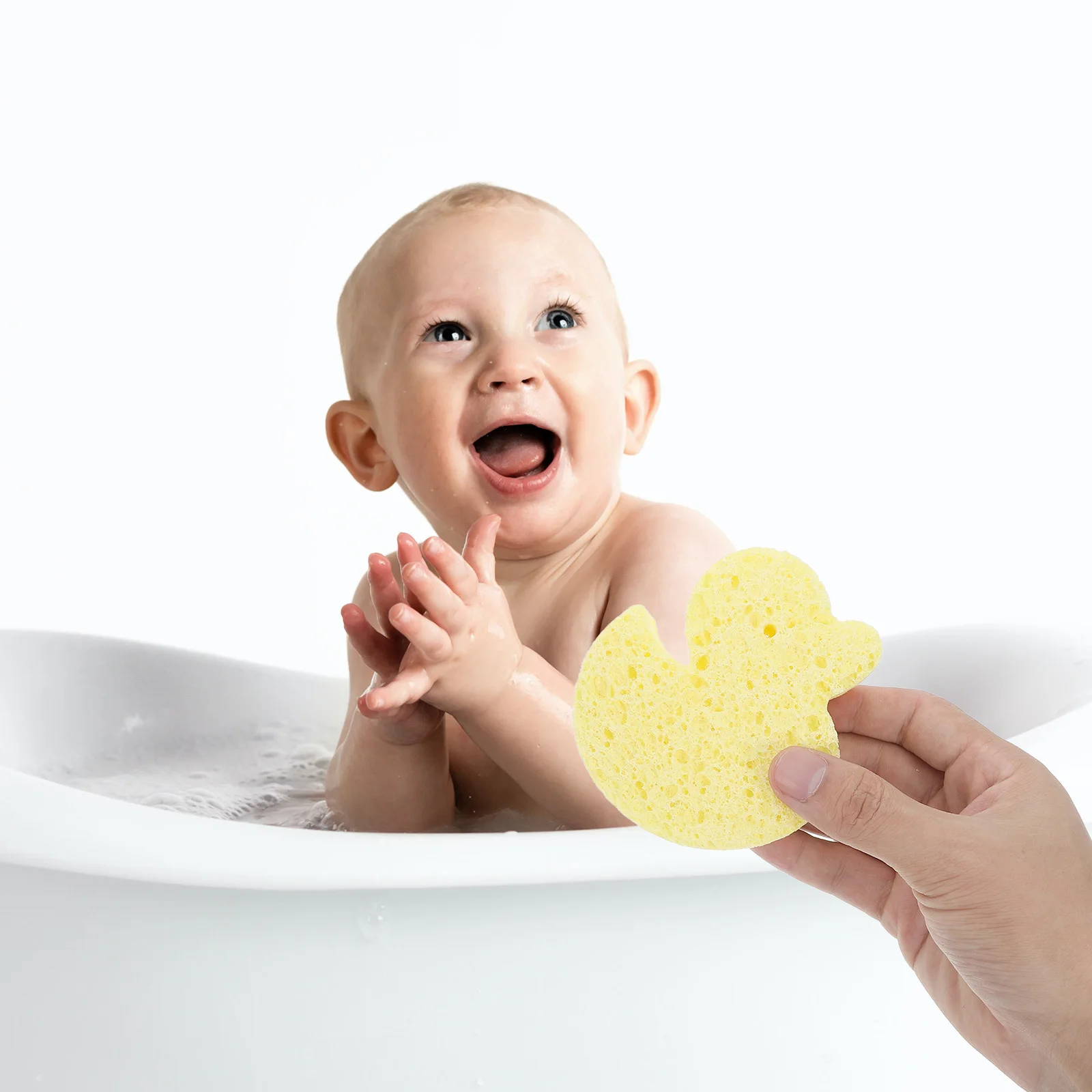 طفل الكرتون حمام الإسفنج الأصفر للأطفال الرضع لطيف وسادة الاستحمام لب الخشب المواد حمام الطفل الإسفنج #6