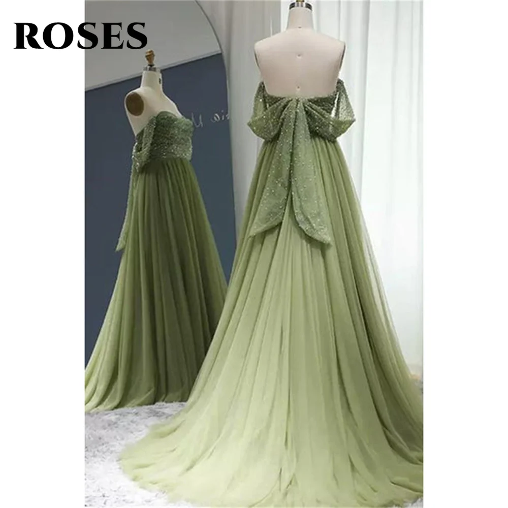 ROSES Tulle Prom Dresses Off the Shoulder Party Dresses Beading Celebrity Gowns Sweetheart Wedding Party Dress вечерние платья