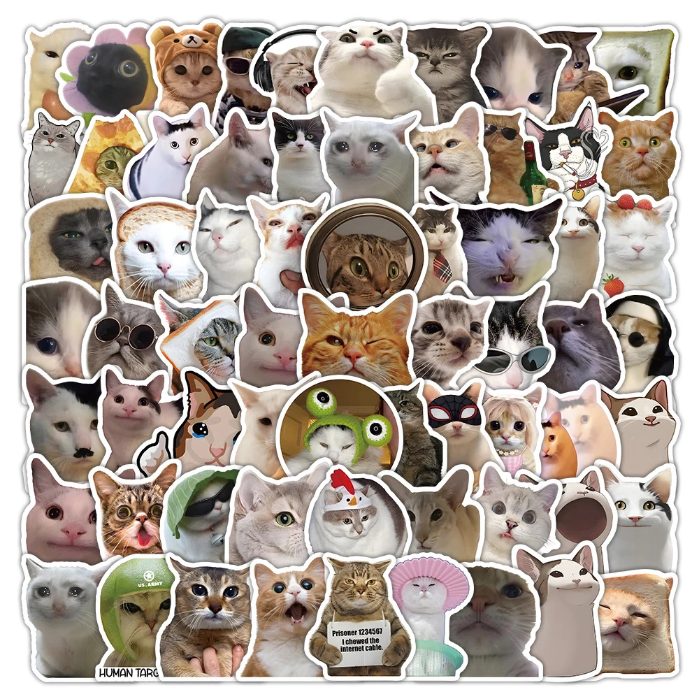 

10/30/50/100pcs Kawaii Animal Cat Meme Stickers Waterproof DIY Phone Case Suitcase Laptop Funny Cute Kitten Graffiti Decals Toy