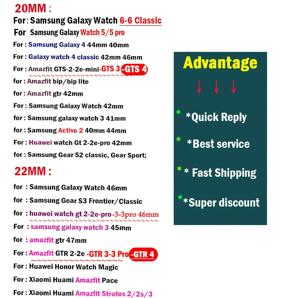 Ocean watch band For Samsung Galaxy 4/5/6/Classic 46mm/active 2/Gear Silicone 22mm 20mm Bracelet Huawei Watch GT2/2e/3/Pro strap
