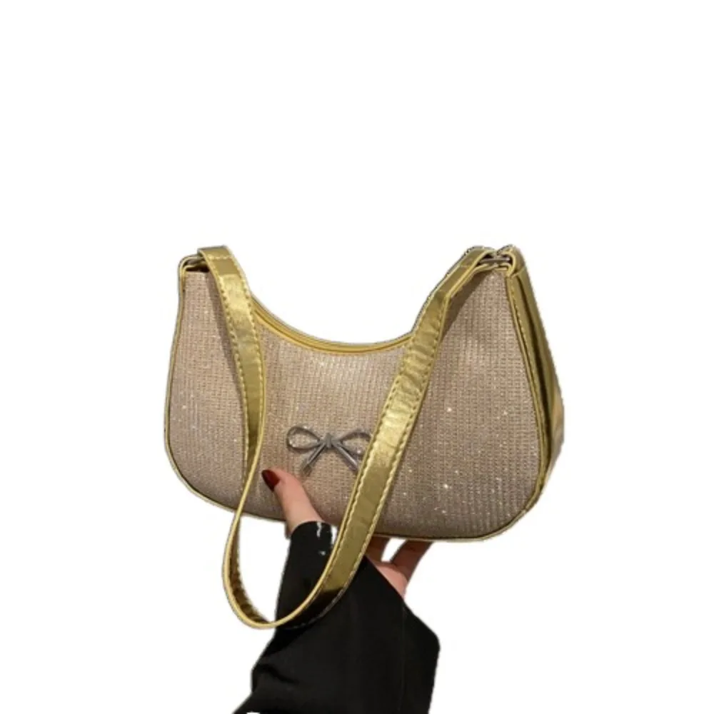 

Portable PU Leather Underarm Tote Bag Shiny Korean Style Bowknot Shoulder Bag Messenger Bag Elegant Women Handbag Lady
