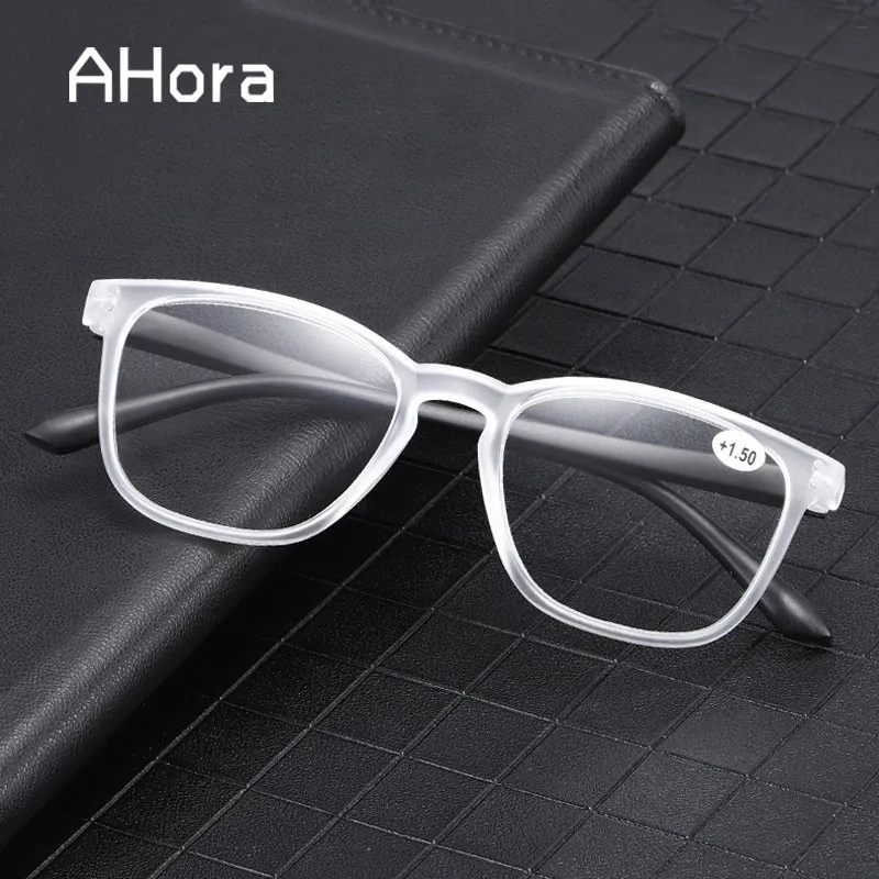 

Ahora Unisex Retro Square Reading Glasses Women Men Transparent Optical Eyeglasses Frame Men Diopters +1.0+1.5+2.0+2.5+3.0+3.5+4