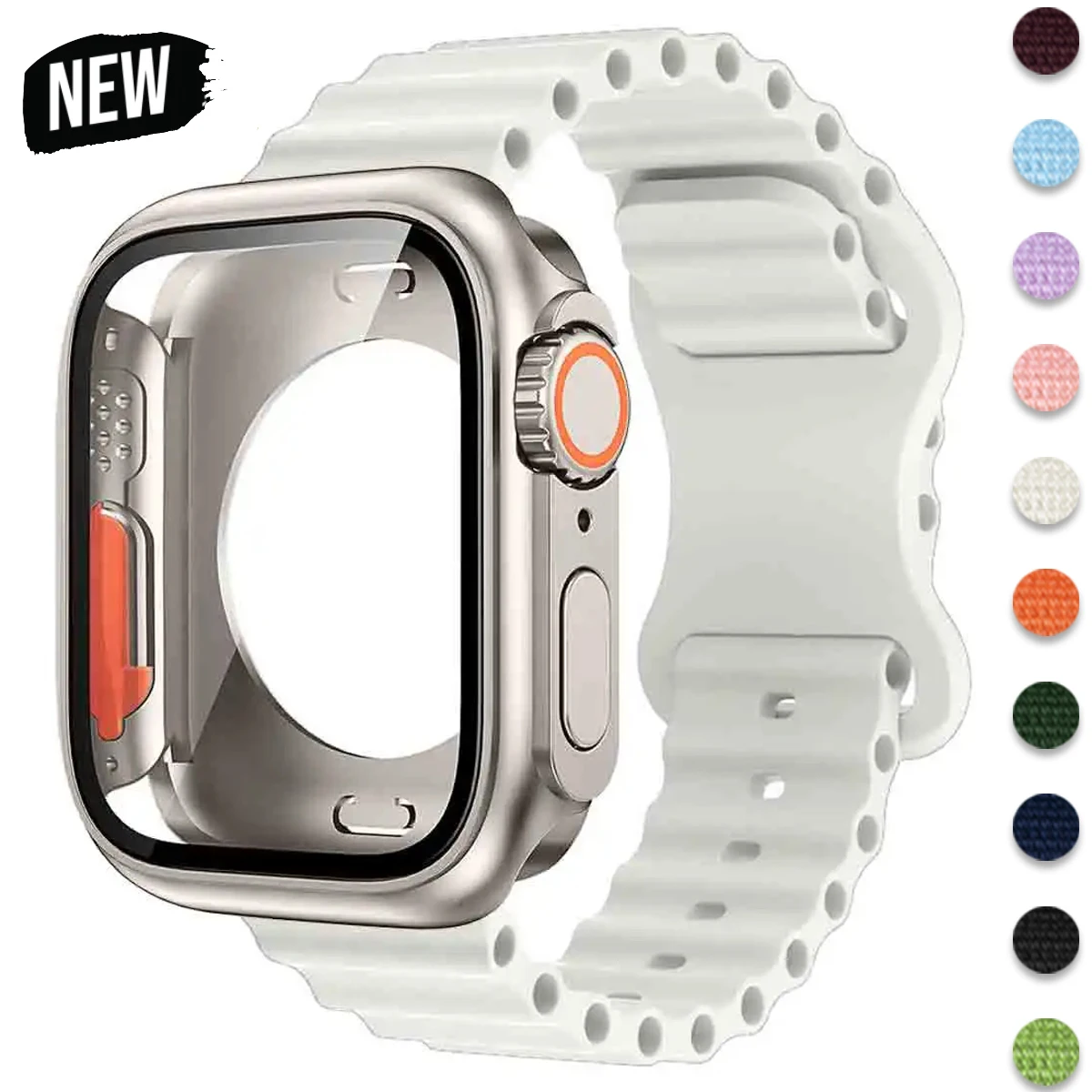 حافظة زجاجية + حزام لساعة أبل 40 مللي متر 41 مللي متر 44 مللي متر 45 مللي متر 42 مللي متر 46 مللي متر واقيات الشاشة لسلسلة أبل IWatch 10 9 8 7 6 54