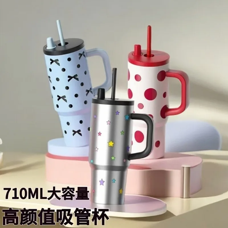 Large Capacity Vacuum Insulated Straw Tumbler Outdoor sport 316 Stainless Steel Car Cup Leakproof High looks Cold Beverages cup