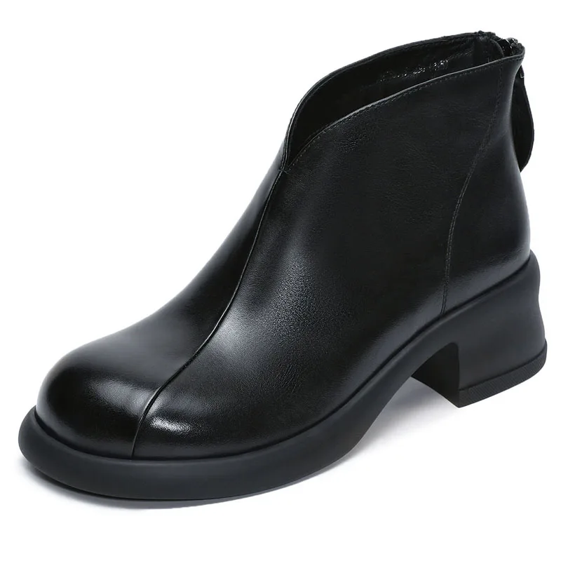 جلد طبيعي تشيلسي الأحذية الأحذية ort أنبوب الخلفي زيبر ثي كعب الخصم رمز صغير جلد العجل أحذية الشتاء Thie #2