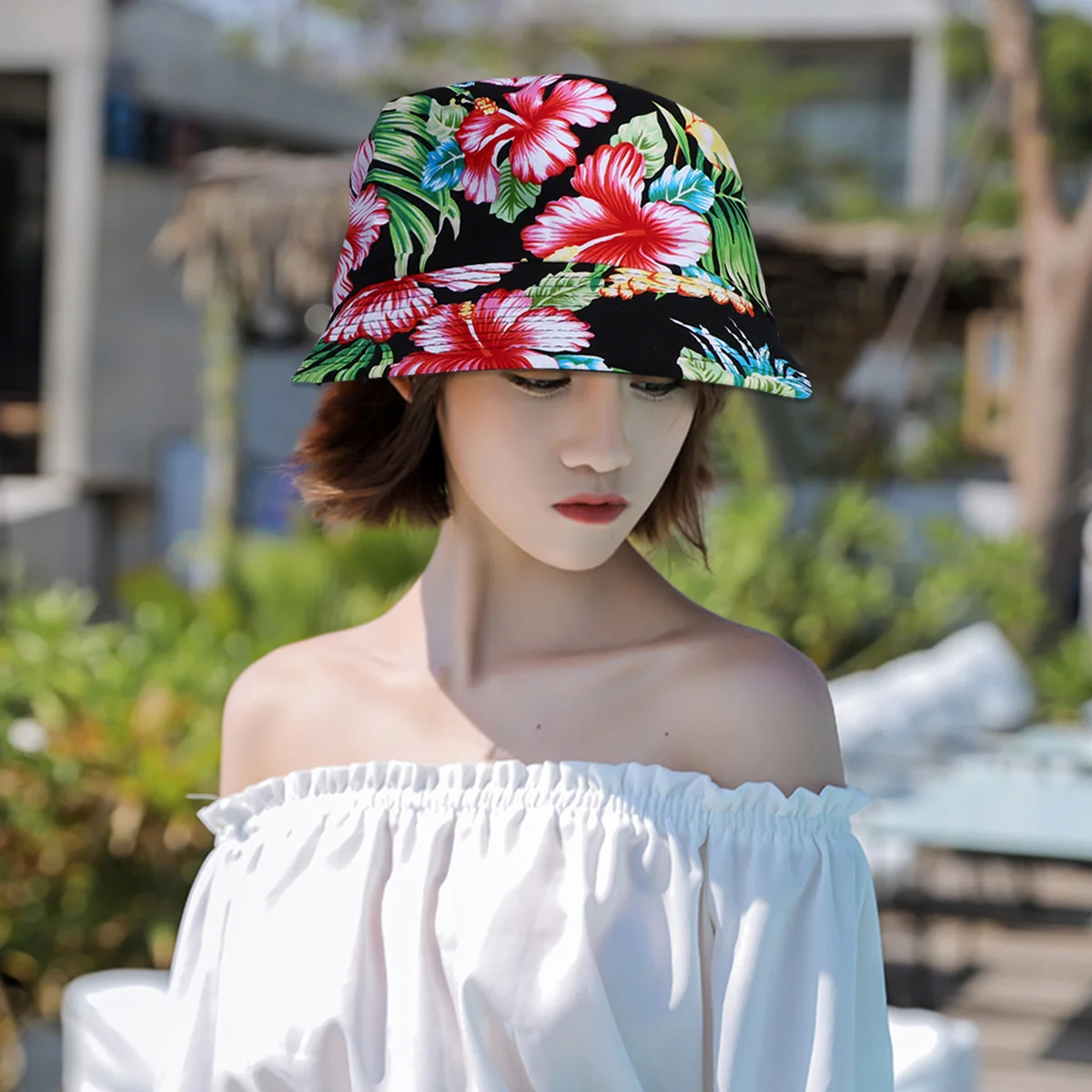 

1Pcs Sun Hat Basin Cotton Bucket Hat Women Printing Soft Comfortable Breathable Sun Protection Suitable for Outdoor Beach