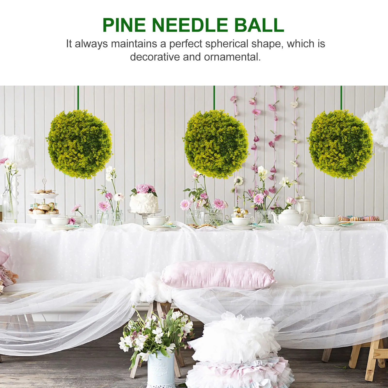 

1Pcs Plastic Simulated Green Grass Ball Decorative Plant Ball for Indoor Outdoor Wedding Mall Hanging Ceiling Adornment