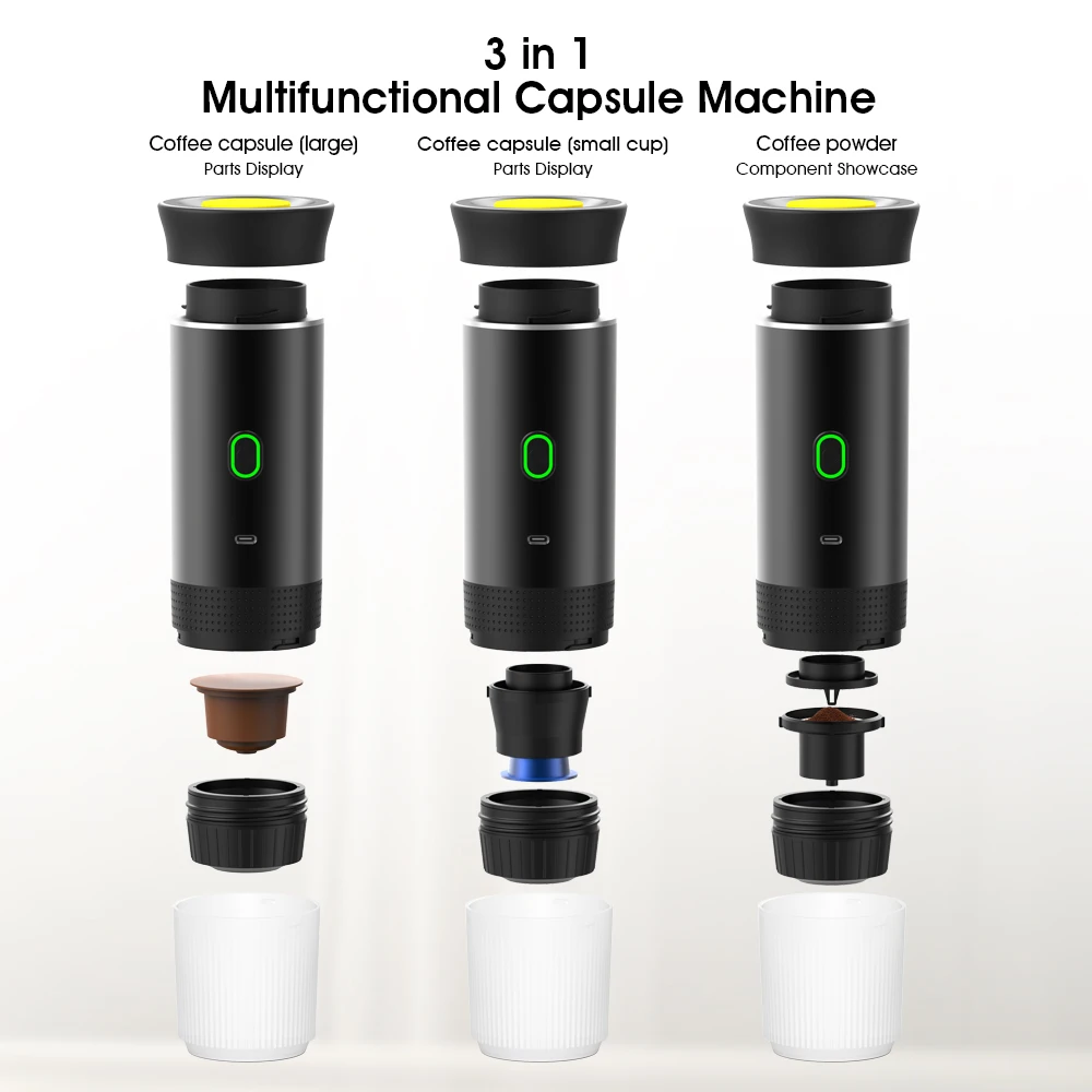 New Coffee Maker Electric Capsule Ground Coffee Brewer Portable Coffee Machine Fit Coffee Powder and 3-in-1Capsule Coffee Maker