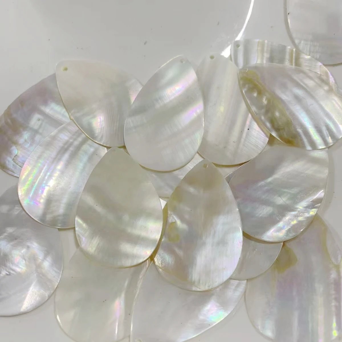 10PCS 18mmX25mm 23mmX30mm 30mmX45mm Teardrop Natural Sunshine White Mother of Pearl Shell Jewelry Making