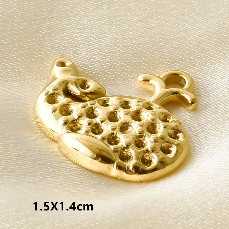 3/5 Stück/Set Meerestier-Anhänger in Goldfarbe mit Öltropfen-Effekt, Seestern, Muschel, Fisch, Edelstahl-Anhänger für Schmuckherstellung, DIY-Armbänder – Detail 15