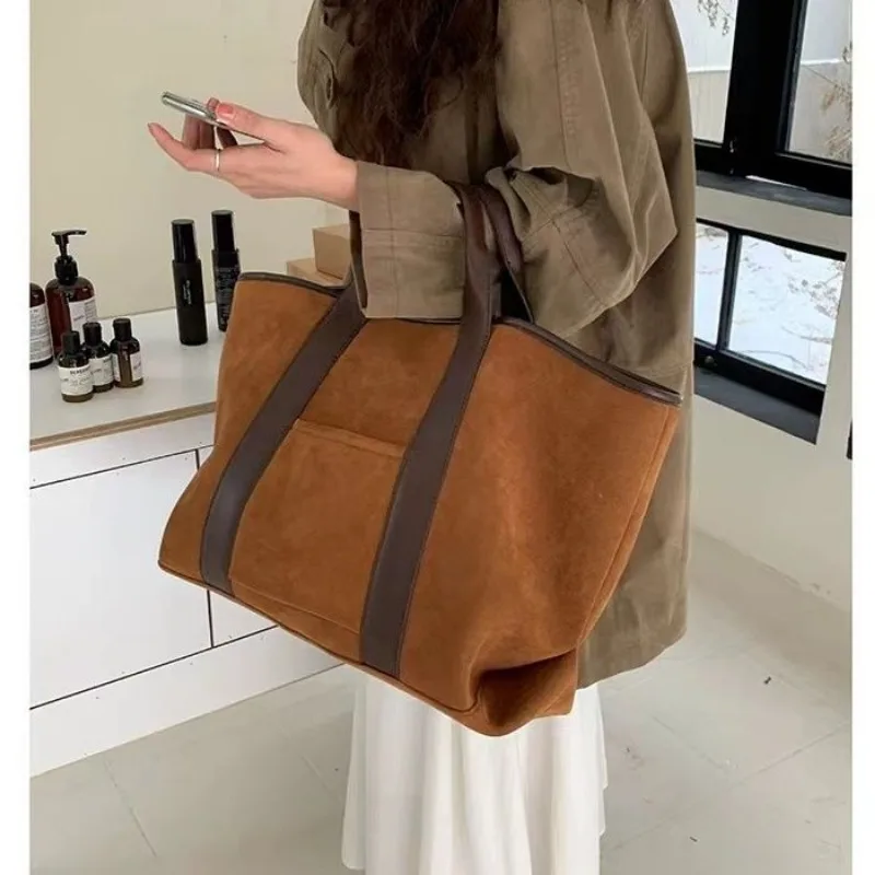 Autumn Winter Women\'s Bag Vintage Suede Large Capacity Handbag Simple Fashion Tote Large Purses and Handbags Luxury Designer