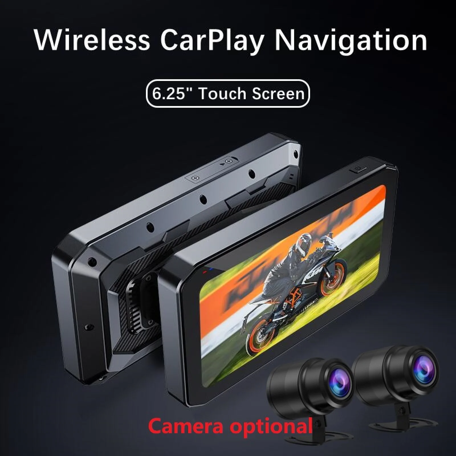 6,25-calowy motocykl CarPlay 1200nit Motocyklowy ekran nawigacyjny IP65 Wodoodporny Podwójny Bluetooth Bezprzewodowy CarPlay Android Auto