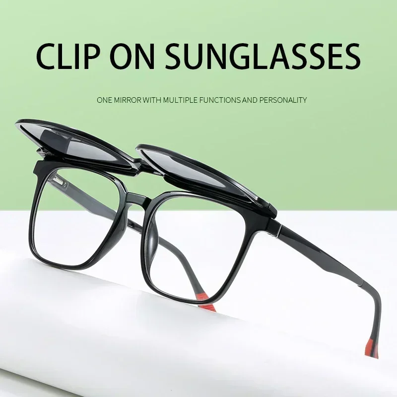 CLLOIO Magnetic Polarized Clip On Prescription Glasses Men Women Myopia Optical Lens Anti Blue Light Progressive Reading Glasses