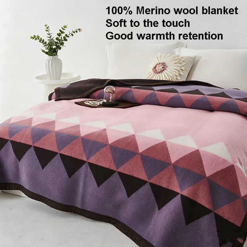 100% Wool Blankets 1.5*2/1.8*2/2*2.3m Warm Comforter Fleece Blanket For Winter Sping Autumn Dormitory Sofa Camping Wool Blanket